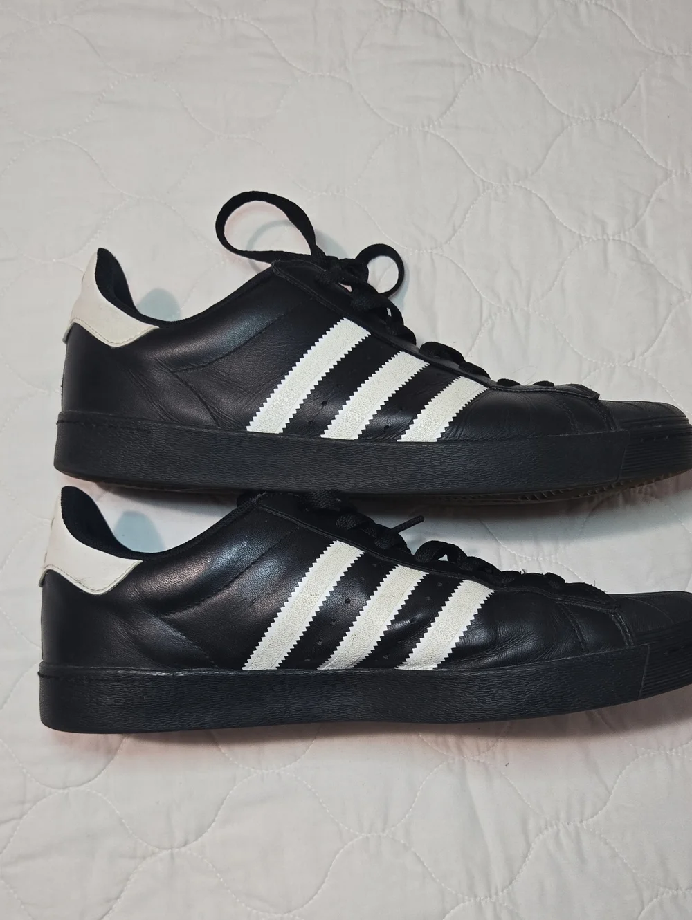 adidas Black Sneakers with White Three Stripes Mens Size 11